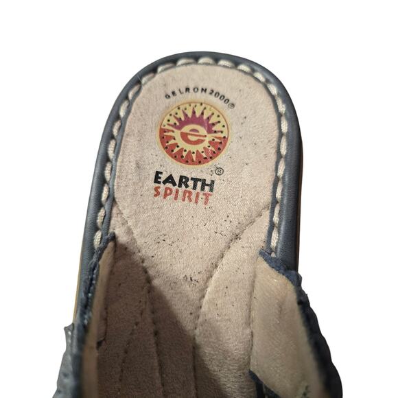 Earth‎ Spirit Sandals Womens 9 Slip On Slides Blue Leather Open Toe Casual - Picture 7 of 8